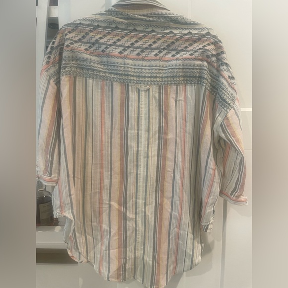 Anthropologie oversized striped tunic, neutral colors, soft, lightweight - Picture 3 of 4